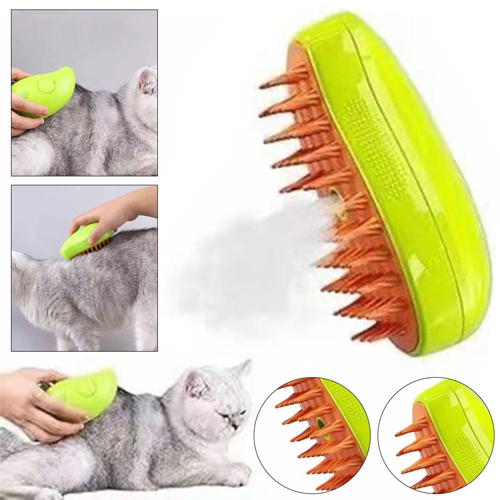 3-in-1 Self-Cleaning Cat & Dog Grooming Steam Brush – Massage & Hair Remover Comb for Pets