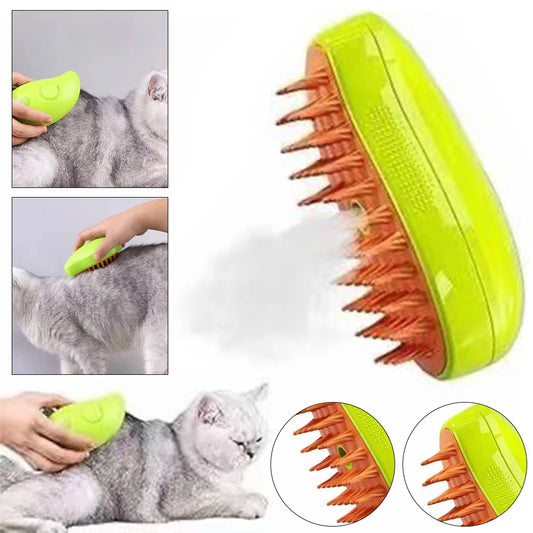 3-in-1 Self-Cleaning Cat & Dog Grooming Steam Brush – Massage & Hair Remover Comb for Pets