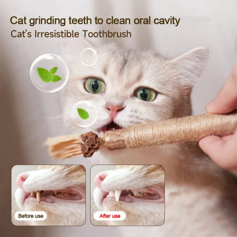 3-Pack Silvervine Chew Sticks for Cats – Teeth Grinding & Cleaning Toys with Raffia Grass