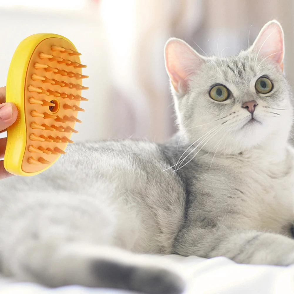 3-in-1 Self-Cleaning Cat & Dog Grooming Steam Brush – Massage & Hair Remover Comb for Pets